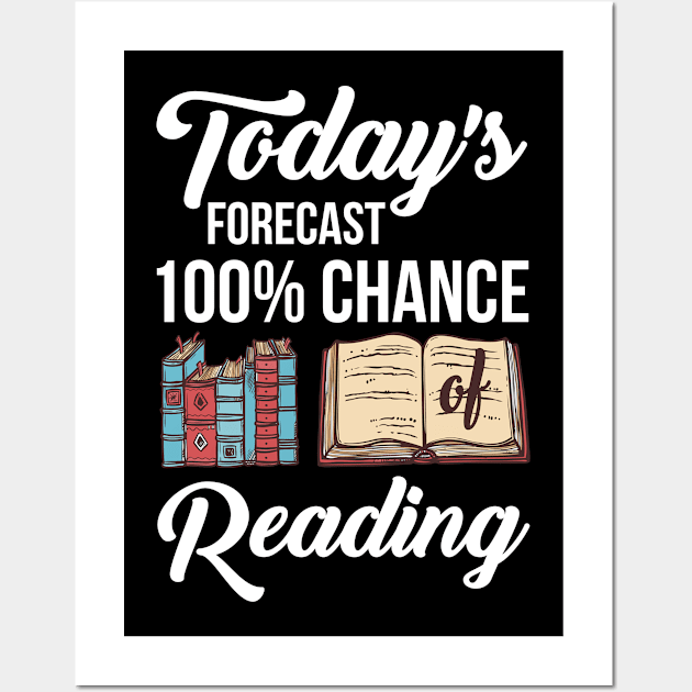 Today's Forecast 100% Chance of Reading Wall Art by paola.illustrations